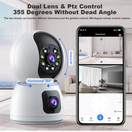 Campark SC24 2MP Dual Lens Indoor Security Camera Wireless With Phone App Auto Tracking For Children & Pet Campark SC24 2MP Dual Lens Indoor Security Camera Wireless With Phone App Auto Tracking For Children & Pet