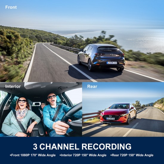 Campark M200 1080P 3 Channel Front and Rear and Inside Dash Cam with GPS Campark M200 1080P 3 Channel Front and Rear and Inside Dash Cam with GPS