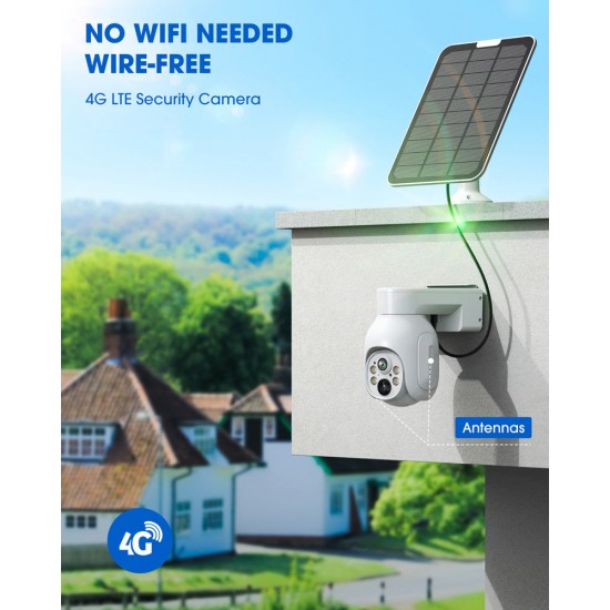 Campark SC12 3MP Outdoor Wireless 4G LTE Cellular Security Camera No WiFi Dome Cam with Solar Panel & SIM Card