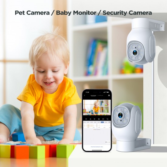 Campark SC25 2K Security Camera 2.4G WiFi Wired Camera with Color Night Vision & Motion Tracking