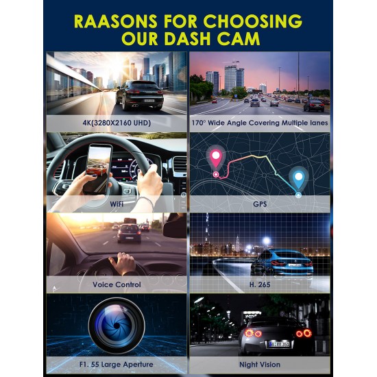 Campark DC12 4K Ultra HD 2.4" LCD Supercapacitor Front Car Dash Camera Campark DC12 4K Ultra HD 2.4" LCD Supercapacitor Front Car Dash Camera