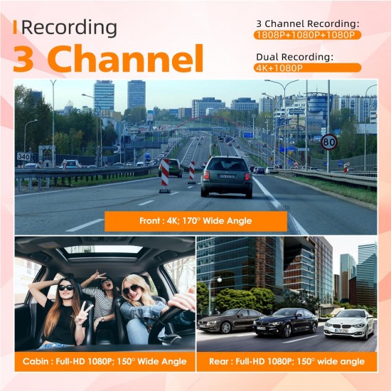 Campark CE66A/DC14 4K 3 Way Triple With WiFi GPS Car Dash Cam Campark CE66A/DC14 4K 3 Way Triple With WiFi GPS Car Dash Cam