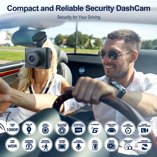 Campark M200 1080P 3 Channel Front and Rear and Inside Dash Cam with GPS