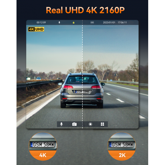 Campark DC06 4K Dash Camera 3.16'' Touch SCreen Inside WiFi GPS Dual Dashcams Front and Rear, with 64GB Memory Card Campark DC06 4K Dash Camera 3.16'' Touch SCreen Inside WiFi GPS Dual Dashcams Front and Rear, with 64GB Memory Card
