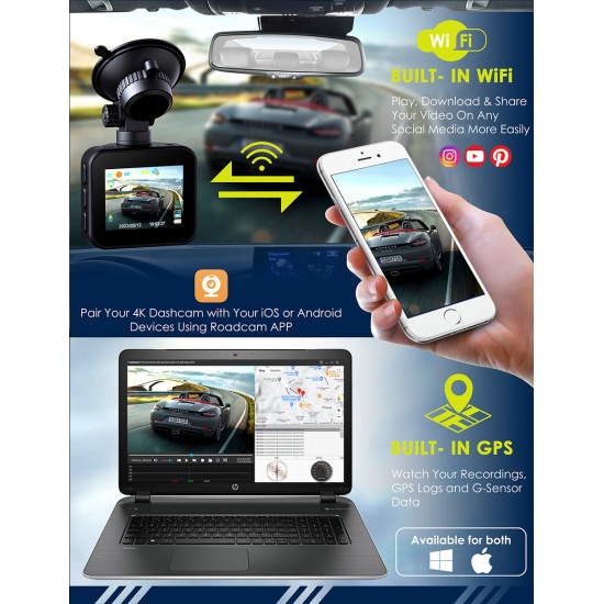 Campark DC12 4K Ultra HD 2.4" LCD Supercapacitor Front Car Dash Camera Campark DC12 4K Ultra HD 2.4" LCD Supercapacitor Front Car Dash Camera