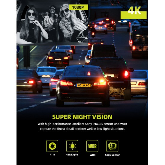 Campark CE66A/DC14 3 Way 4K WIFI Dash Camera With 64GB Memory Card Campark CE66A/DC14 3 Way 4K WIFI Dash Camera With 64GB Memory Card