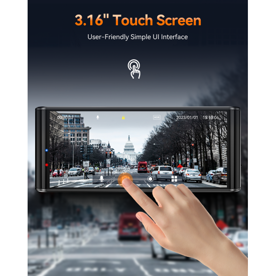 Campark DC06 4K Dash Camera 3.16'' Touch SCreen Inside WiFi GPS Dual Dashcams Front and Rear, with 64GB Memory Card Campark DC06 4K Dash Camera 3.16'' Touch SCreen Inside WiFi GPS Dual Dashcams Front and Rear, with 64GB Memory Card