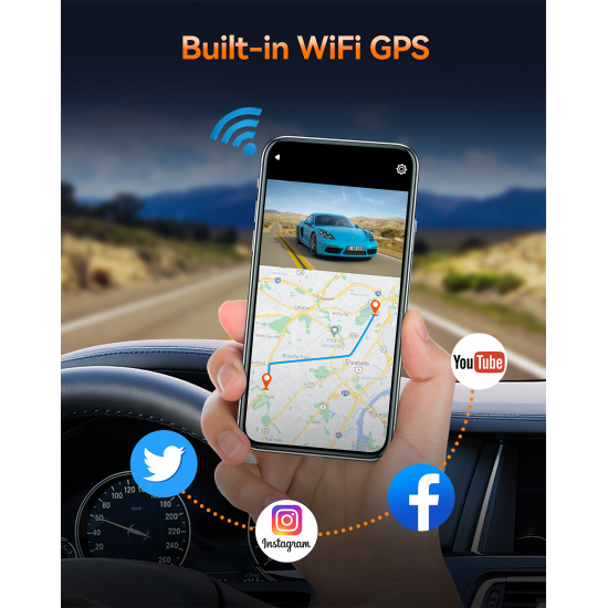 Campark DC06 4K Dash Camera 3.16'' Touch SCreen Inside WiFi GPS Dual Dashcams Front and Rear, with 64GB Memory Card Campark DC06 4K Dash Camera 3.16'' Touch SCreen Inside WiFi GPS Dual Dashcams Front and Rear, with 64GB Memory Card