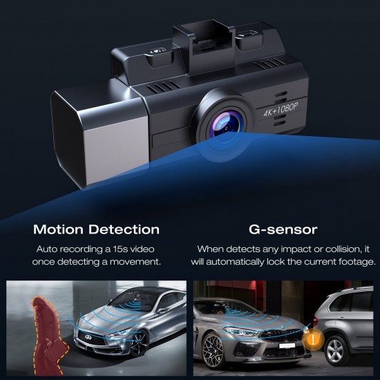 Campark DC40 3 Channel Dash Camera for Cars 4K+1080P Dual Channel, 4K+1080P+1080P Front Inside Rear Car Camera Campark DC40 3 Channel Dash Camera for Cars 4K+1080P Dual Channel, 4K+1080P+1080P Front Inside Rear Car Camera