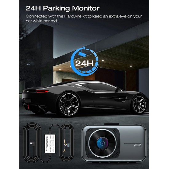 Campark C200 4K Front and Rear Dual Dash Camera with 3 inch LCD Display