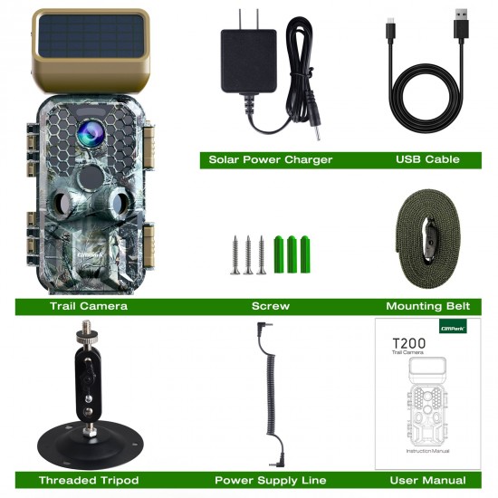 Campark T200 Solar Trail Camera with WiFi Bluetooth Campark T200 Solar Trail Camera with WiFi Bluetooth