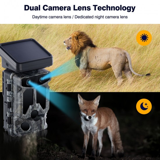 Campark TC07 4K 60MP WiFi Solar Power Dual Lens Wildlife Camera Trail Camera, The Highest-Definition & Performance Game Cam