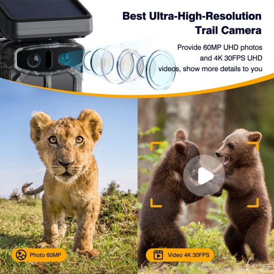 Campark TC07 4K 60MP WiFi Solar Power Dual Lens Wildlife Camera Trail Camera, The Highest-Definition & Performance Game Cam Campark TC07 4K 60MP WiFi Solar Power Dual Lens Wildlife Camera Trail Camera, The Highest-Definition & Performance Game Cam