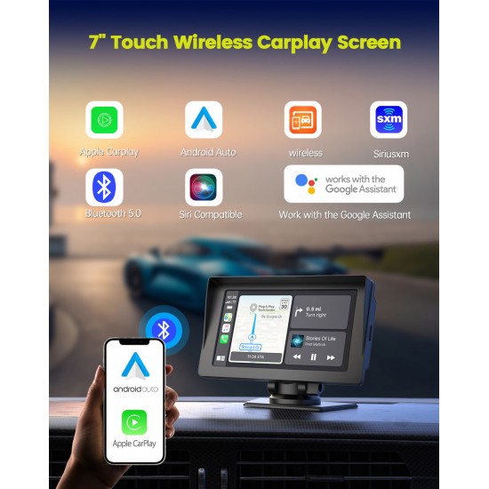 Campark RC04 7'' Wireless Car Stereo for Carplay/Android Auto Campark RC04 7'' Wireless Car Stereo for Carplay/Android Auto