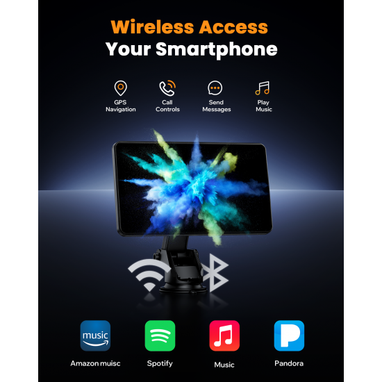 Campark RC08 Portable Wireless Car Stereo Apple Carplay with 7''HD Touch Screen, Car Radio Receiver with GPS Navigation Campark RC08 Portable Wireless Car Stereo Apple Carplay with 7''HD Touch Screen, Car Radio Receiver with GPS Navigation