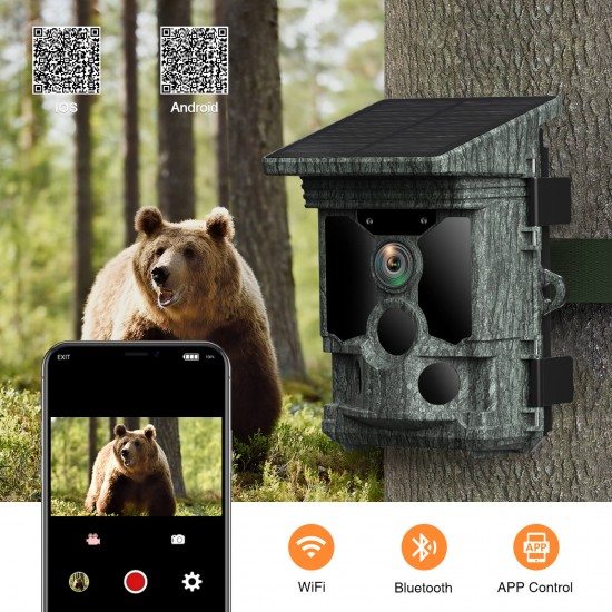 Campark T180 4K 36MP Solar Panel WiFi Bluetooth Trail Game Camera