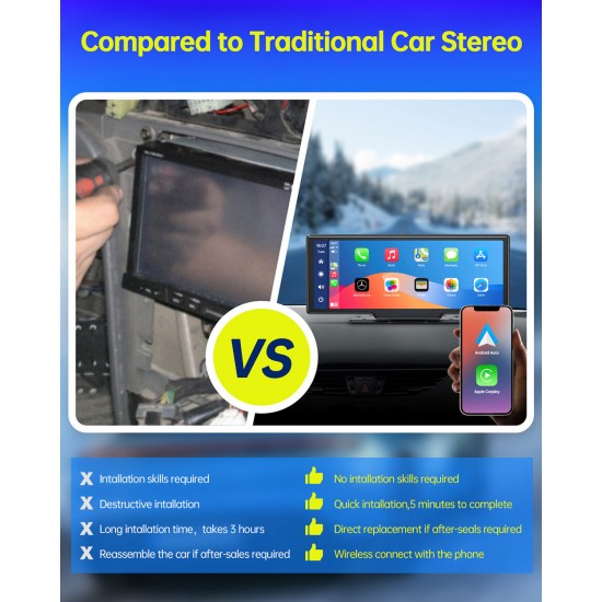 Campark RC06 Touchscreen Car Stereo for Apple Wireless Carplay Android Auto, 9.26 Inch GPS Navigation for Car Campark RC06 Touchscreen Car Stereo for Apple Wireless Carplay Android Auto, 9.26 Inch GPS Navigation for Car