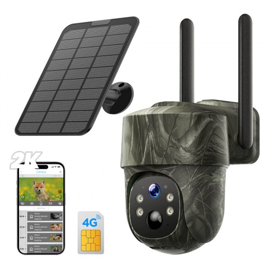 Campark TC18 2K 4G Solar Powered Wireless Live View PTZ Trail Game Camera