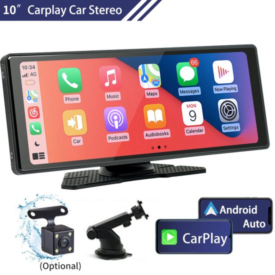 Car Stereo Wireless CarPlay & Android Auto 10'' HD Touchscreen Car Video Players with Screen Mirroring Optional Rear View Camera