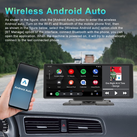 Car Stereo Wireless CarPlay & Android Auto 10'' HD Touchscreen Car Video Players with Screen Mirroring Optional Rear View Camera