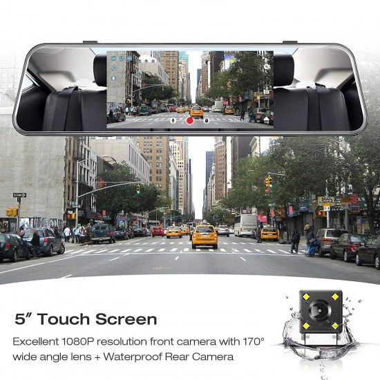 Campark R5 Video Streaming Rearview Mirror Dual 1080P Touch Screen Dash Cam and Backup Camera Campark R5 Video Streaming Rearview Mirror Dual 1080P Touch Screen Dash Cam and Backup Camera