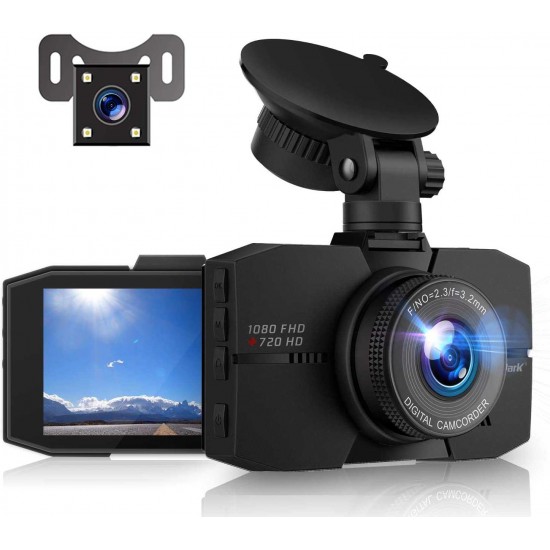 Campark DC02 Dash Cam Front and Rear Full HD Dual Dashboard Camera for Cars with 3 Inches Screen                  