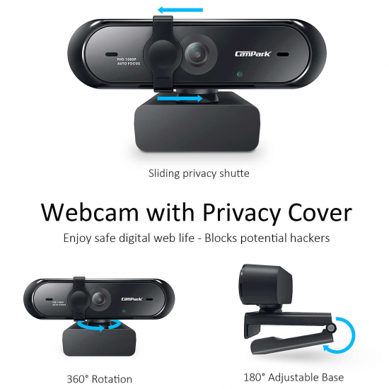 Campark PC02 Webcam with Microphone 1080P Autofocus USB Streaming Computer Camera Campark PC02 Webcam with Microphone 1080P Autofocus USB Streaming Computer Camera