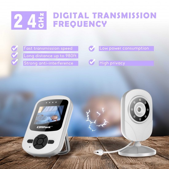 Campark Video Baby Monitor with Camera Infant Optics Digital Cam with Infrared Night Vision 2.4" LCD Campark Video Baby Monitor with Camera Infant Optics Digital Cam with Infrared Night Vision 2.4" LCD