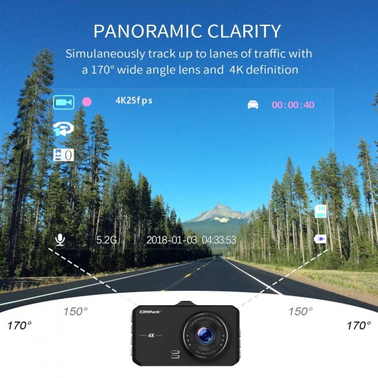 Campark DC10 Dash Cam 4K UHD DVR Driving Recorder Camera Campark DC10 Dash Cam 4K UHD DVR Driving Recorder Camera