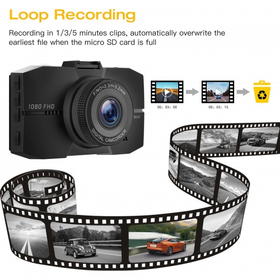 Campark DC01 Dash Cam 1080P FHD DVR Dashboard Camera for Cars 3" LCD Screen Campark DC01 Dash Cam 1080P FHD DVR Dashboard Camera for Cars 3" LCD Screen