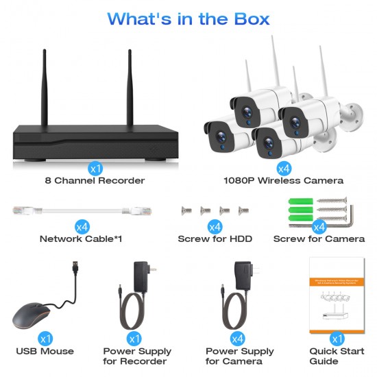 Campark W300 4Pcs 1080P WiFi Wireless Outdoor/Indoor Security Camera System Campark W300 4Pcs 1080P WiFi Wireless Outdoor/Indoor Security Camera System